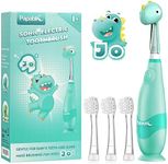 Papablic Toddler Sonic Electric Toothbrush Kids for Ages 1-3 Years, Baby Electric Toothbrush with Cute Dino Cover and Smart LED Timer, 4 Brush Heads (Jo)