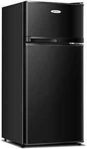 COSTWAY Compact Refrigerator, 3.4 Cu. Ft. Classic Fridge with Adjustable Removable Glass Shelves, Mechanical Control, Recessed Handle, Fridge Freezer for Dorm, Office, Apartment, Black
