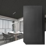 Art3d 6-Pack Slat Design 3D Wall Panels for Interior Wall Decor, 2x4 FT PVC Decorative Drop Ceiling Tiles - Black