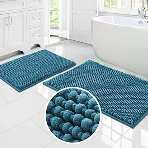 PrinceDeco Bath Mat Bathroom Rugs Sets Bath Mats Soft Water Absorbent Plush Bath Runner Rug Non Skid Washable Bathroom Floor Mat for Kitchen/Living Room- (51cm x 81cm/43cm x 61cm,Turquoise)