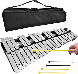 Sierjian 32 Keys Glockenspiel,Foldable Aluminum Xylophone for Adults, Percussion Instruments Kit for Children,Professional Educational Percussion Musical Instrument with 4 Mallets and Carrying Bag