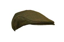 WALKER AND HAWKES - Derby Tweed Waterproof Dainton Flat Cap - Dark Sage - L