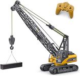 Hitish Remote Control Tower Crane Die Cast Truck Hoist Dragline 1:14 Scale 2.4GHz Remote Control Engineering Lift Model Truck Crawler Loader Excavator Bulldozer Construction Toy for Boys & Girls