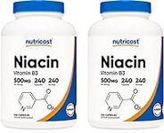Nutricost Niacin (Vitamin B3) 500mg, 240 Capsules (2 Bottles) (Flush)