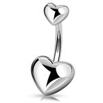 Melighting Titanium Belly Bars Heart Button Piercing Jewellery14G Belly Button Ring Internally Threaded Navel Ring for Women 16mm