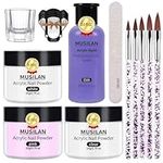 MUSILAN Acrylic Nail Kit Acrylic Powder and Professional Liquid Monomer set with 5pcs Acrylic Nail Brush tips for Acrylic Nails Extension Beginner kit for Acrylic Nails Nail Art Starter Kit