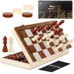 Havnidy Chess Board Game, 15 Inch Magnetic Chess Set for Adults & Kids, Checkers Board Game, Handmade Folding Chess Boards with 2 Extra Queens