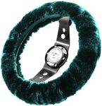 Andalus Brands Australian Sheepskin Steering Wheel Cover, Anti-Slip Universal 15 Inch Fuzzy Steering Wheel Cover Offers a Plush Velvet-Like Touch, Eco-Friendly Steering Wheel Cover (Alpine Green)