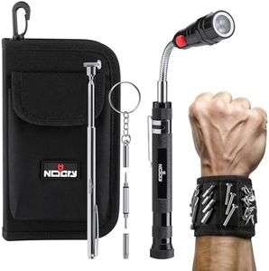 NoCry Telescoping Magnetic Pickup Tool Set - Magnetic Wristband, Extendable Mechanic Mirror, Telescoping Pen Magnet Tool, 360° Magnetic Flexible Flashlight, 3-IN-1 Mini Screwdriver - Magnetic Tool Set