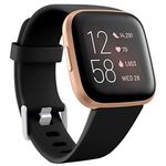 Wepro Compatible with Fitbit Versa Strap/Fitbit Versa 2 Strap - Smooth Silicone Classic Replacement Wristband Straps for Fitbit Versa/Versa Lite/Versa 2, Large Black