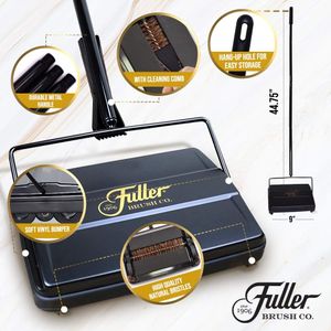 Fuller Brush Electrostatic Carpet & Floor Sweeper – 9" Cleaning Path, Gold