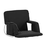 Flash Furniture Malta Extra Wide Heated Stadium Seat with Back Support, 6 Recline Positions, Portable Chair with Backpack Straps, USB Battery Pack Not Included, Black