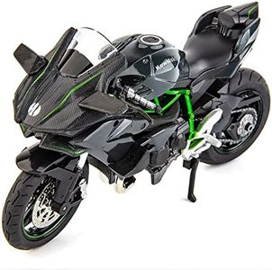 BDTCTK Compatible for 1:12 Kawasaki Ninja H2R Motorcycle Model, Model Motorcycle, Suspension and Free Roller, Toy Car, Motorcycle Collection, Gift black