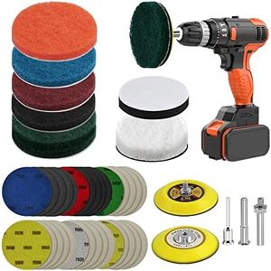 GOH DODD 42 Pieces Car Headlight Restoration Kit, 3 Inch Headlight Cleaner Restorer with ¼” ⅛” Shank, Backing Pads, Wool Pads, Interface Pads, Grit 1200-10000 Waterproof Sanding Discs, Scouring Pads