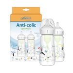 Dr. Brown’s Natural Flow® Anti-Colic Options+™ Wide-Neck Baby Bottle, 9oz/270ml, with Level 1 Teat, 2-Pack, Dinosaur Design