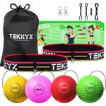 TEKXYZ Reaction Ball Family Pack, 4 Different Boxing Reaction Ball with Headband, Perfect for Reaction, Agility, Punching Speed, Fight Skill and Hand Eye Coordination Training