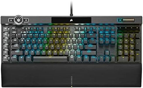 Corsair K100 RGB Mechanical Gaming Keyboard (Cherry MX Speed Keyswitches: Linear and Rapid, Per-Key Backlighting, Leatherette Palm Rest, Elgato Stream Deck Integration, QWERTY) Black (CH-912A014-NA)