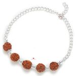 DHRUVS COLLECTION 925 Silver 5 Rudraksha Bracelet With Flower Caps for Boys, Girls, Men & Women | Traditional Rakshabandhan Rakhi For Brother & Bhabhi, Ideal For Casual Wear