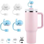 4PCS Straw Cover for Stanley 40 OZ Tumbler, Cloud Silicone Straw Covers for Stanley Cup, 10mm Straw Topper Cute Straw Protector for tumblers for Stanley Cup Accessories (2Cloud+2Whale)