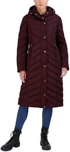 Madden Girl Women’s Winter Jacket – Long Length Quilted Maxi Puffer Parka Coat (S-3X), Merlot, X-Large