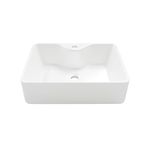 Rectangle Vessel Sink with Faucet Hole, Eridanus Ceramic Countertop Bathroom Washbasin, Vitreous China Cloakroom Basin Sink for Lavatory, Bathroom, Vanity Unit, White Gloss - 490 x 370 x 140mm