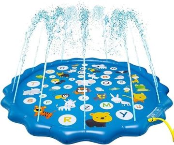 Splash Pad Sprinkler Pad Splash Play Mat, 68" Outdoor Splash Pad, Outside Inflatable Dog Pool, Baby Water Play, Outdoor Splash Pad Sprinkler for Kids(Blue, 170cm)