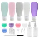 19PCS Silicone Travel Bottles Set for Toiletries, Silicone Refillable Size Squeezable Containers TSA Approved Leak Proof Squeeze for Shampoo Conditioner Lotion Liquids Toiletry (3oz/90ml)