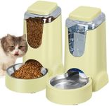 HWONMTE Portable Automatic Cat Feeder and Water Dispenser with Stainless Steel Bowl Dog Gravity Food Feeder and Waterer for Small Medium Pets Puppy Kitten 1 Gallon x 2