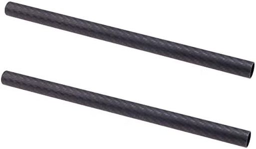 FocusFoto 19mm Carbon Fiber Rods 40cm/16inch Length for 19mm Rod Rail Support System DSLR Camera Rig (Pack of 2)