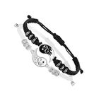 INENIMARTJ 2Pcs Matching Yin and Yang Bracelets,Best Friend Yin Yang Adjustable Cord Bracelets for Bff Friendship,Yin Yang Couple Bracelet (A), One size fits all, Metal, No Gemstone