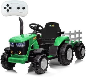 Acekool Kids Ride on Tractor with Remote Control, 12V Battery Powered Electric Tractor and 35W Dual Motors for Kids Bluetooth Music/USB, Safety Belt, 3-Gear-Shift, 7-LED Lights, Green