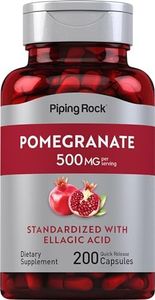 Piping Rock Pomegranate Extract Capsules 500mg | 200 Count | Dietary Supplement | Standardized with Ellagic Acid | Non-GMO, Gluten Free