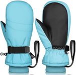 Odtmger Ski Mittens,Waterproof Snow Mittens, Windproof Touchscreen Winter Gloves with Anti-Loss Rope, Cold Weather Gear for Parent Child with Wrist Strap
