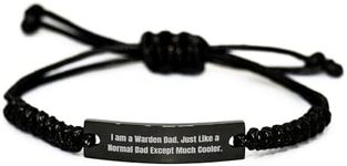 CUCOLUS Warden Dad Rope Bracelet Funny Valentine's Day Unique Gift for Men from Warden, Engraved with 'I Am a Warden Dad' Quote