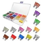 130 Pcs Car Standard Blade Fuse Assortment Kit (1/2/3/4/5/7.5/10/15/20/25/30/35/40A), Puller Tool Included, Well Organized, Fuse Replacement for Cars, SUVs, Vehicles, Boats, Motorbikes, Trucks