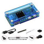 GeeekPi Pi Zero 2 W Case, 7 in 1 Basic Starter Kit with Acrylic Case, 20Pin GPIO Header, OTG Cable, Switch Cable, HDMI Adapter, Heatsink for Raspberry Pi Zero 2 W Case/Zero W Case (Blue)