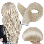 Full Shine Remy Tape in Hair 18 Inch Color 60 Hair Extensions Adhesive Tape Human Hair Extensions 50 Gram Tape Hair Pu Tape Extensions Straight Brazilian Hair for Women