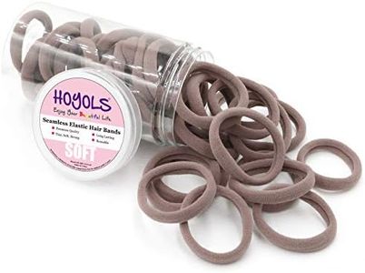 HOYOLS Large Fabric Hair Ties Soft & Gentle Bands Ponytail Holder for Thick Heavy Curly Hair, No Slip No Damage Seamless Scrunchies Headbands 100 Pcs (Caramel)