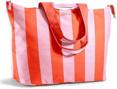 Fit & Fresh XL Beach Tote Bag for Women – Extra Large Travel Tote with Zipper & Pockets, Oversized Canvas Pool Bag, Weekender Carry-On for Beach, Travel & Family Essentials