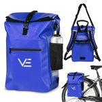 VELOJA Bike Bag with Backpack Function - Waterproof - Waterproof - 3 in 1 Bicycle Bag for Pannier Rack - Laptop Compartment - Bottle Holder - 4 Colours - Up to 30 Litres