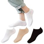 Yuneek Women's Ankle Length Low Cut Cotton Socks Pack Of 3 (WHITE, SKIN, BLACK)