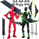 𝐀𝐬𝐬𝐞𝐦𝐛𝐥𝐲 𝐂𝐨𝐦𝐩𝐥𝐞𝐭𝐞𝐝 Titan 13 Action Figure Set,Titan 13 Robot Action Figure 3D Printed Robot 13 Action Figure Articulated,Desktop Decorations for Game Lovers Toys (Black-Green red)