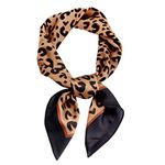 GERINLY Animal Print Scarfs for Women Leopard Neck Scarf Satin Head Scarf for Ponytail Brown Purse Scarf (Leopard)