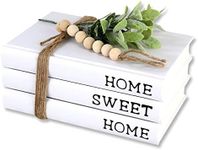 Decorative White Books,Farmhouse Stacked Books,Hardcover Books Decorative,Home|Sweet|Home(Set of 3) Stacked Books for Decorating Coffee Tables and Shelves (White)