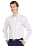 Arrow Men's Checkered Full Sleeve Slim Fit Cutaway Collar Cotton Formal Shirt Beige