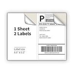 KKBESTPACK Half Sheet Shipping Labels for Laser and Inkjet Printers – 2 Per Page Self Adhesive Mailing Labels – White 8.5 x 5.5 (200 Labels) (2LP)