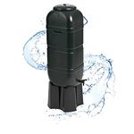 Black Outdoor Slim Line 100 Litre Space Saver Rain Collector Water Butt Kit Complete With Stand, Lid & Diverter