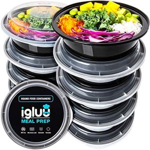 Round Plastic Meal Prep Containers - Reusable BPA Free Food Containers with Airtight Lids - Microwavable, Freezer and Dishwasher Safe - Ideal Stackable Salad Bowls - [10 Pack, 28 oz