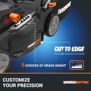 Worx 40V Cordless Lawnmower – 37cm Cutting Width