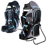 DROMADER Baby Carier Backpack - Toddler Hiking Backpack with Sun Canopy, Rain Cover, Insulated Pouch, Changing Mat & One-Hand Foldable Frame – Black and Blue